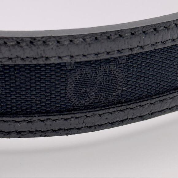 New Gucci GG Canvas Leather Belt Interlocking G Black Size 95/38 Unisex 1.2” - Picture 8 of 11